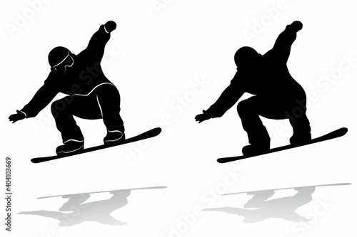 silhouette of a snowboarder , vector drawing