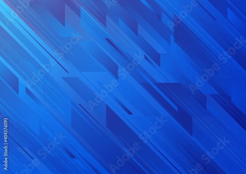 Geometric shape with line strip on blue gradient abstract background