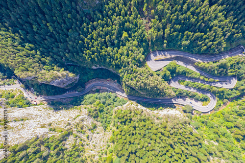 Above view of mountain curvy road