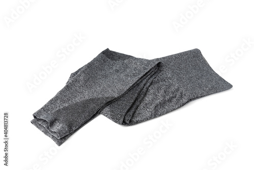 Gray sports leggings isolated on white background.