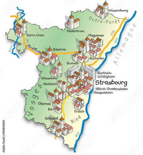 67 Carte du département du Bas-Rhin