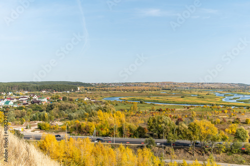 autumn city landscape from a height