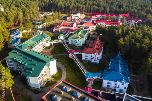 View from the height of the Autumn sanatorium Ruzhansky in Belarus