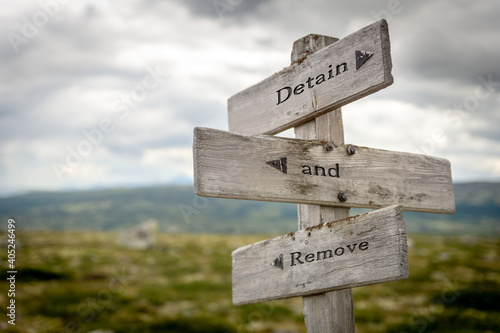 detain and remove engraved text on wooden signpost outdoors in nature