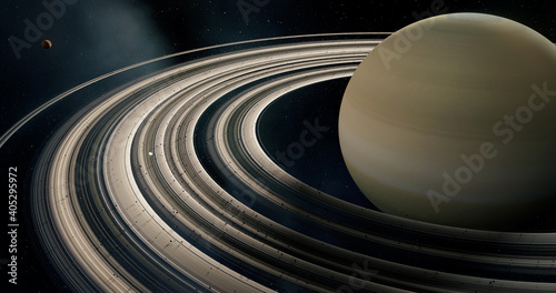 Saturn 3D and its rings, moons of Saturn, Solar System, Solar System Planets, Stars, 3D Rendering, Sky and Space, Planets