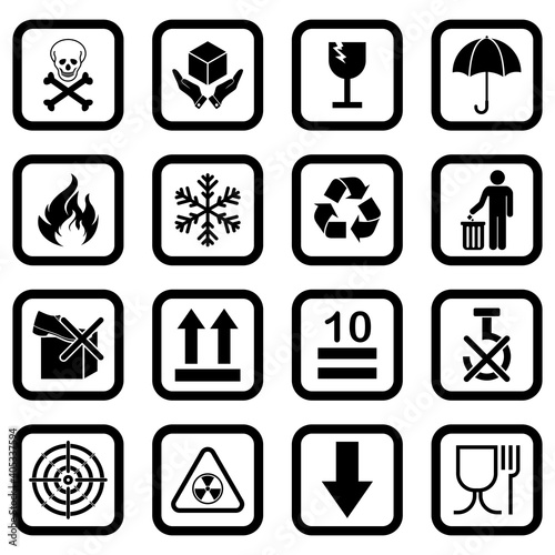 packaging product icon set vector sign symbol