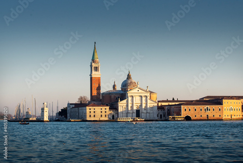 Venice panorama with bell tower and lagoon