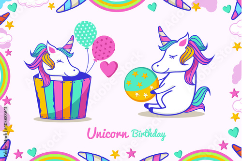 Set of cute unicorns illustration