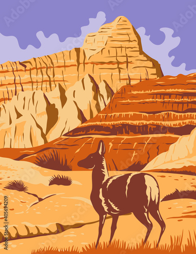 Badlands National Park in South Dakota WPA Poster Art