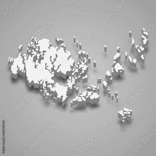 3d isometric map of Aland is a region of Finland
