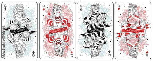 Playing cards queens set