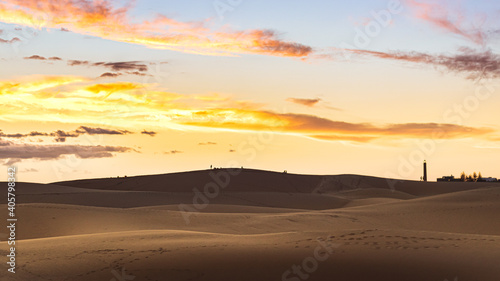 Sunset in the dunes of Gran Canaria