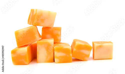 Cubes of Colby Cheese isolated on white