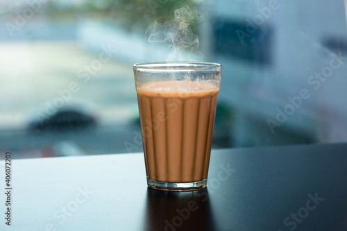 Fresh milk tea or Indian Kadak Chai.