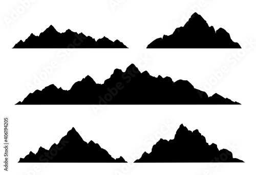 Set of mountain silhouette. Isolated elements design of mountain landscape. Vector illustration.