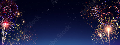 Pyrotechnics And Fireworks Realistic Banner