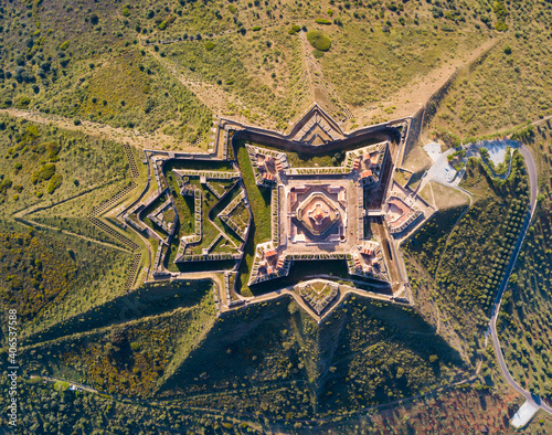 Panoramic landscape of fortress of Nossa Senhora da Graca in Elvas, Portugal