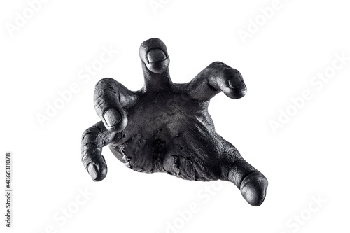 Creepy zombie hand isolated on white background with clipping path