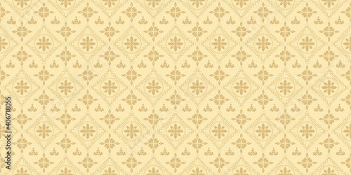 Background pattern with decorative ornaments in vintage style. Seamless wallpaper texture