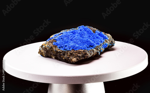 Cobalt on ore, blue pigment on rock. Used as a dye throughout the world industry. Ore on electronic scale