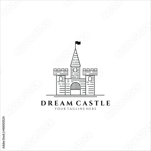 dream castle line art logo vector illustration design