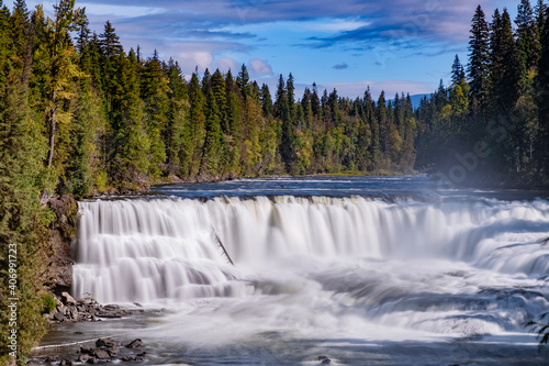 Wells Gray British Colombia Canada, Cariboo Mountains creates spectacular water flow of Helmcken Falls on the Murtle River in Wells Gray Provincial Park near the town of Clearwater, British Columbia, 