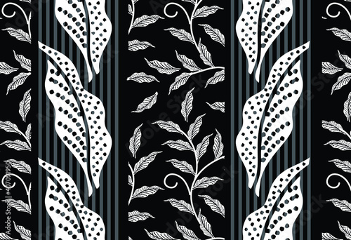 Indonesian batik motifs with very distinctive plant patterns