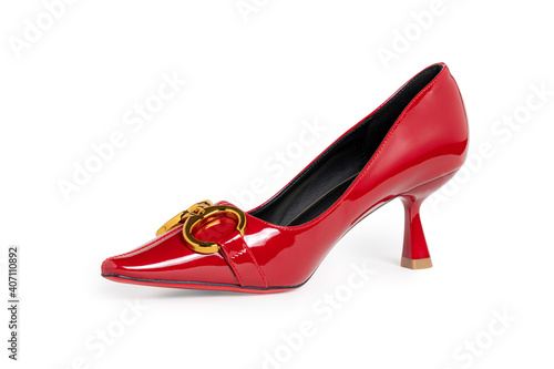 Luxury Red high heels isolated on white background. Clipping path for design. High quality image.
