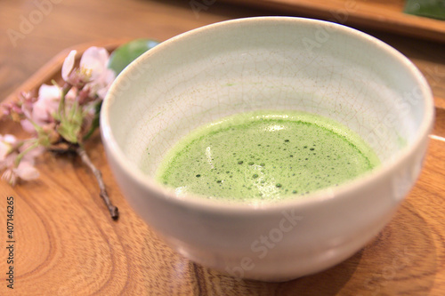 Japanese green macha tea ceremony