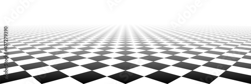 Checkered tile geometric perspective checkerboard surface material vector background illustration.