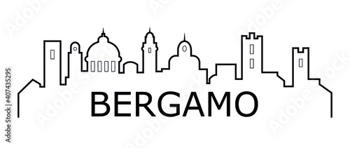 Bergamo skyline in white background in vector file. City name lettering.