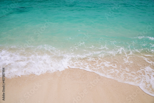 Beautiful Beach and wave bubble pattern in the seascape background
