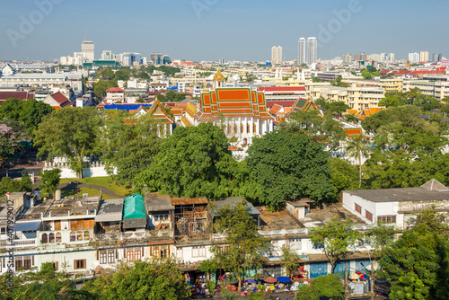Landscape of morning Bangkok. View from the Golden Mountain Temple