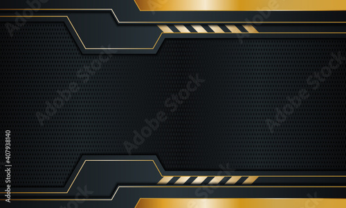 Dark navy metal with golden stripes and lines background.