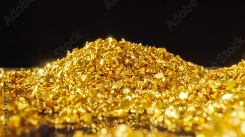 Macro of gold nuggets hill