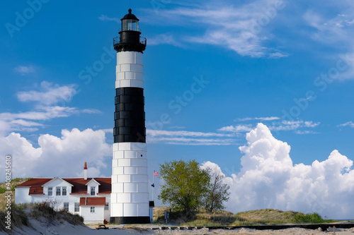 Big Sable Point Lighthouse in dunes, built in 1867