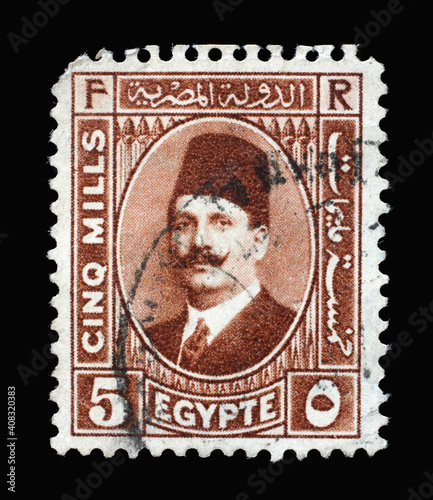 Stamp printed in Egypt shows King Farouk (1920-1965), circa 1946