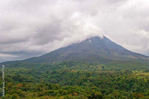 Arenal volcano with tropical rainforest, La Fortuna, Costa Rica.