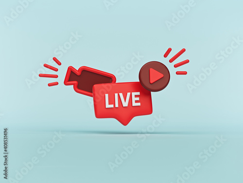 Live streaming Social media minimal icon. 3d rendering