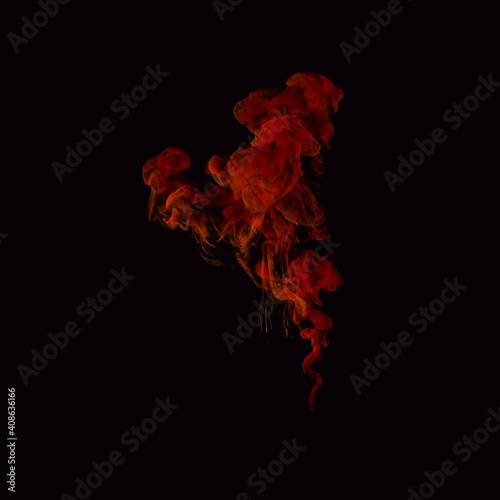 Orange ink in water with black background