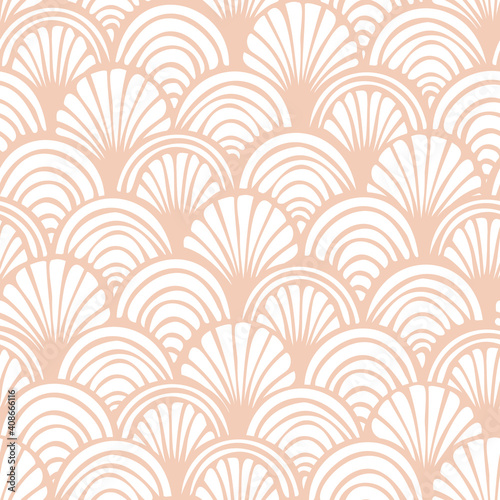 Vector seamless hand drawn pattern, fish scale print. Beautiful asian style design for textile, wallpaper, wrapping paper, stationery.