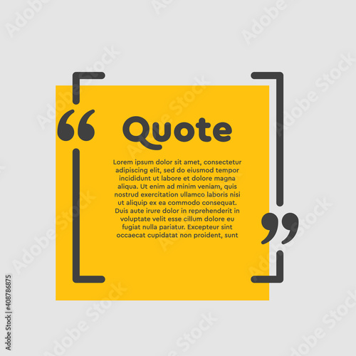 Quote square, text with bracket, vector background