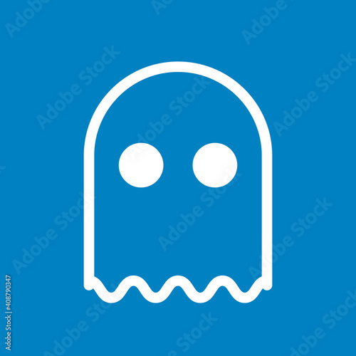 Phantom, anonym, inkognito - Icon, Symbol, Piktogramm, grafisches Element - Vektor - Hintergrund - blau weiß 