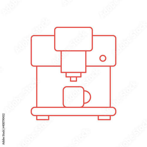 Kaffeemaschine, Kaffeevollautomat - Icon, Symbol, Piktogramm, grafisches Element - Vektor - Kontur - rot