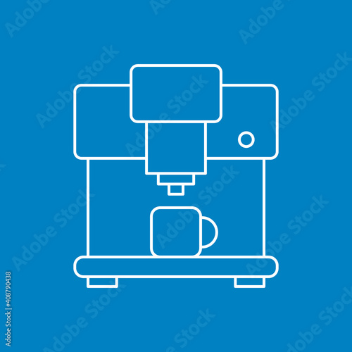 Kaffeemaschine, Kaffeevollautomat - Icon, Symbol, Piktogramm, grafisches Element - Vektor - Hintergrund - blau weiß 