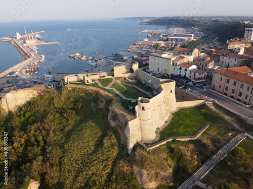 Ortona, Chieti, Abruzzo, Italy: Aerial view of the ancient Aragonese Castle on the shore of the Adriatic Sea