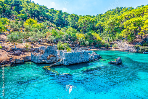 Gocek Bay coastline view in Turkey