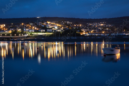 A view across the Teign River from Shaldon to Teignmouth in Devon at night