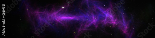 HDRI panoramic space galaxy nebula map. Space background with nebula and stars, equirectangular projection, environment map. Fractal 3d illustration.