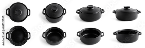 Black pot isolated on white background